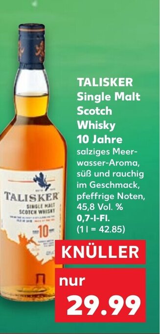 Kaufland Talisker Single Malt Scotch Whisky 10 Jahre tilbud