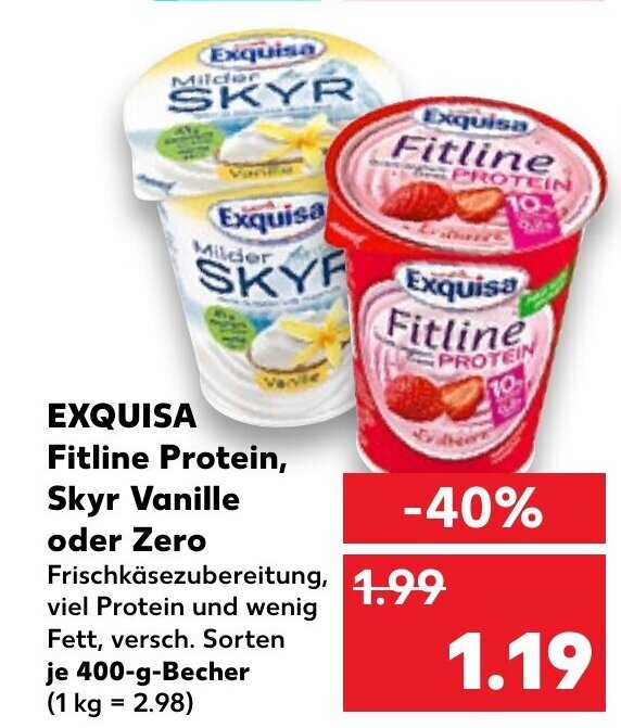 Exquisa Fitline Protein, Skyr Vanille Oder Zero tilbud hos Kaufland