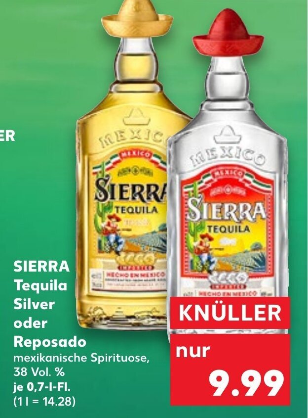 Sierra Tequila Silver oder Reposado tilbud hos Kaufland