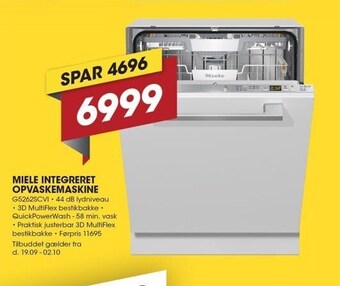 Punkt1 Miele integreret opvaskemaskine tilbud