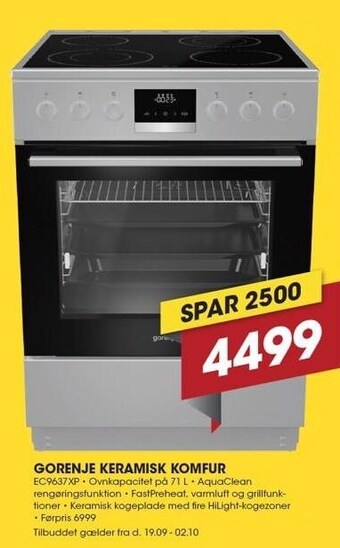 Punkt1 Gorenje keramisk komfur tilbud