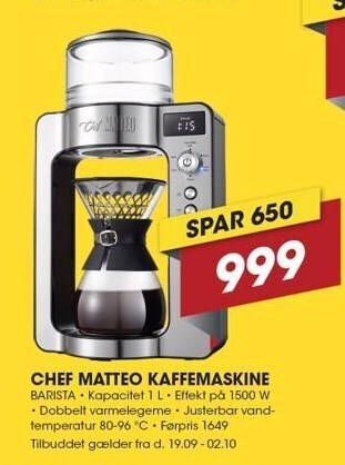 Punkt1 Chef matteo kaffemaskine tilbud