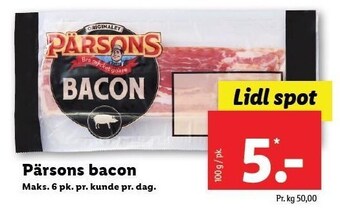 Lidl Pärsons bacon tilbud