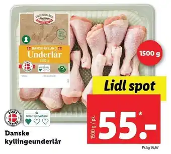 Lidl Danske kyllingeunderlår 1500 g tilbud