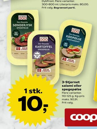 Dagli'Brugsen 3-Stjernet salami eller spegepølse tilbud