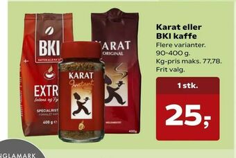 Dagli'Brugsen Karat eller BKI kaffe tilbud