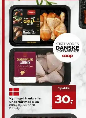 Dagli'Brugsen Kyllinge lårmix eller underlår med BBQ tilbud