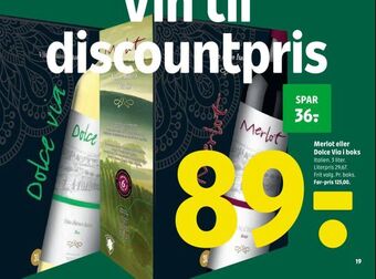 Merlot eller dolce via i boks