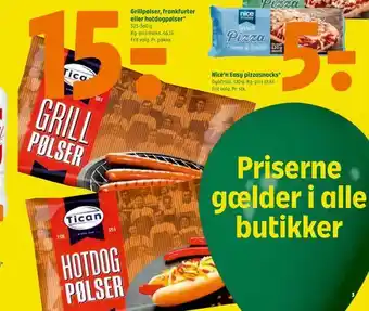 Coop 365 Grillpølser, frankfurter eller hotdogpølser tilbud