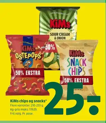 Coop 365 Kims chips og snacks tilbud