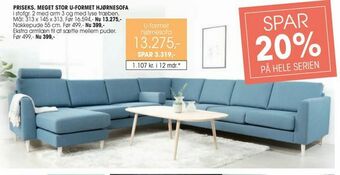 Daells Bolighus Meget stor u-formet hjørnesofa tilbud