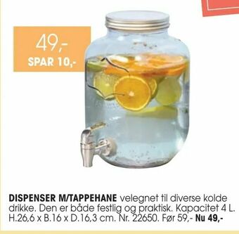 Dispenser m/tappehane