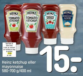 REMA 1000 Heinz ketchup eller mayonnaise tilbud