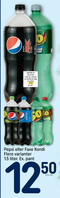 REMA 1000 Pepsi eller Faxe Kondi tilbud