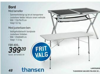 Thansen Bord tilbud