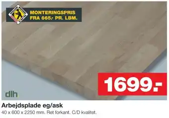 Bauhaus Arbejdsplade eg/ask 40x600x 2250 mm tilbud