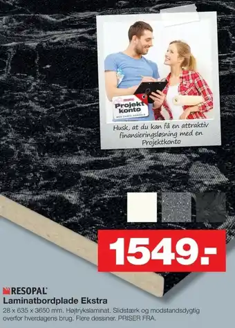 Bauhaus Laminatbordplade Ekstra 28 x 635 x 3650 mm tilbud
