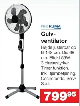 Bauhaus Gulvventilator tilbud