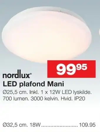 Bauhaus Nordlux LED Plafond Mani tilbud