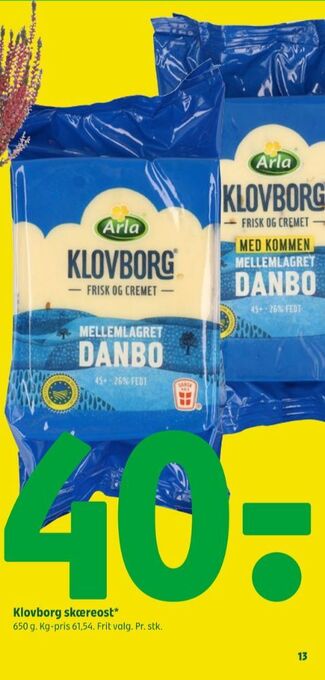 Coop 365 Klovborg skæreost danbo mellemlagret tilbud