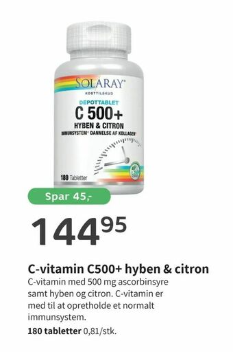 Helsam C-vitamin C500+ hyben & citron tilbud