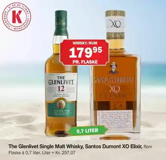 Købmandsgården The Glenlivet Single Malt Whisky, Santos Dumont XO Elixir tilbud