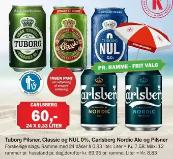 Købmandsgården Tuborg Pilsner, Classic og NUL 0%, Carlsberg Nordic Ale og Pilsner tilbud