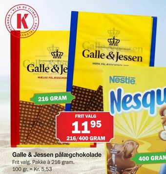 Købmandsgården Galle & Jessen pålægchokolade tilbud