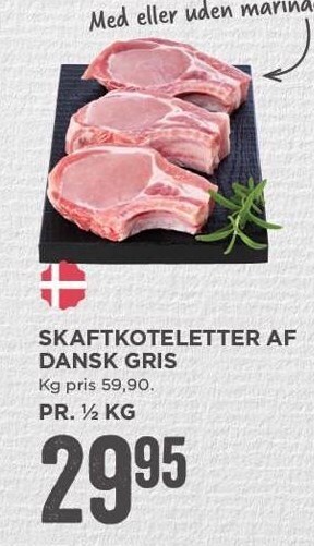 MENY Skaftkoteletter af dansk gris tilbud