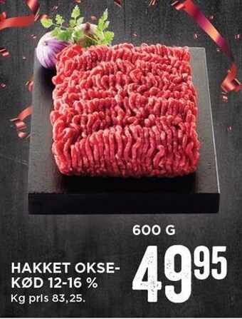 MENY Hakket oksekød 12-16% tilbud