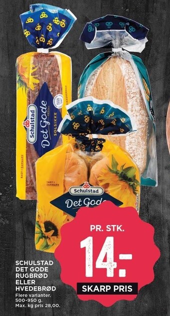 MENY Schulstad det gode rugbrød el. hvedebrød tilbud