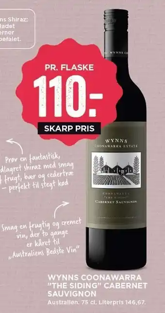 MENY Wynns coonawarra "the siding" cabernet sauvignon tilbud