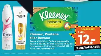 Bilka Kleenex, pantene el. rexona tilbud