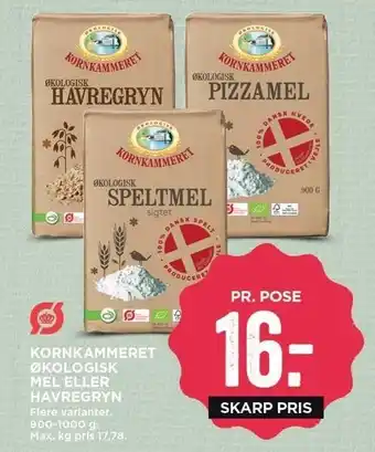 MENY Kornkammeret økologisk mel el. havregryn tilbud