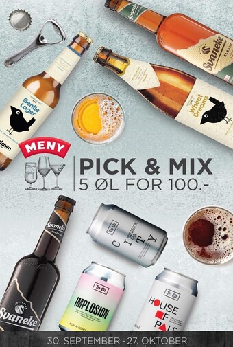 MENY Pick & mix 5 øl tilbud