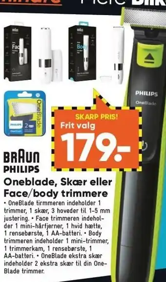 Bilka Braun philips oneblade, skær el. face/body trimmere tilbud