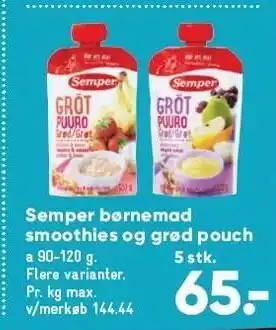 Bilka Semper børnemad smoothies og grød pouch tilbud