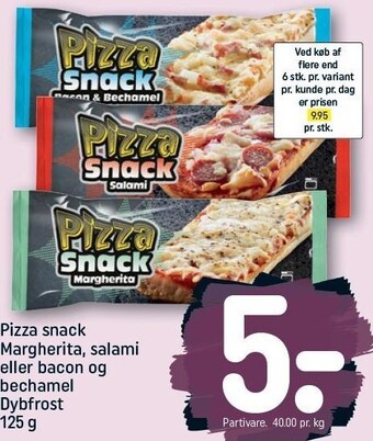 REMA 1000 Pizza snack margherita, salami eller bacon og bechamel tilbud