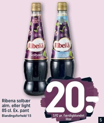 REMA 1000 Ribena solbær alm. eller light tilbud