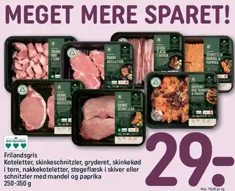 REMA 1000 Koteletter, skinkeschnitzler, gryderet, skinkekød i tern, nakkekoteletter, stegeflæsk i skiver eller schnitzler med mandel og tilbud