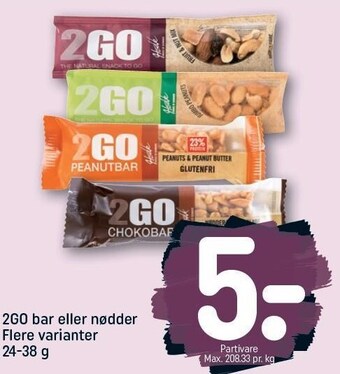 REMA 1000 2go bar eller nødder - flere varianter tilbud