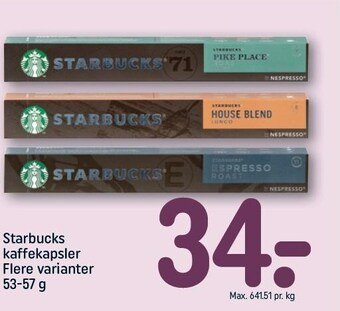 REMA 1000 Starbucks kaffekapsler - flere varianter tilbud
