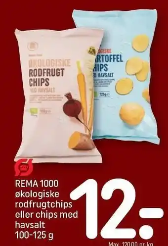 REMA 1000 Økologiske rodfrugtchips eller chips med havsalt tilbud
