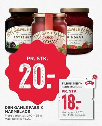 MENY Den gamle fabrik marmelade tilbud