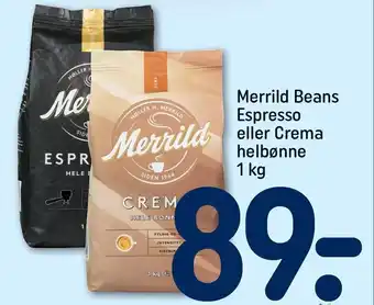 REMA 1000 Merrild bewans espresso eller crema helbønner tilbud