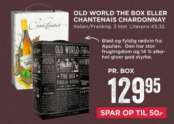 MENY Old world the box eller chantenais chardonnay tilbud