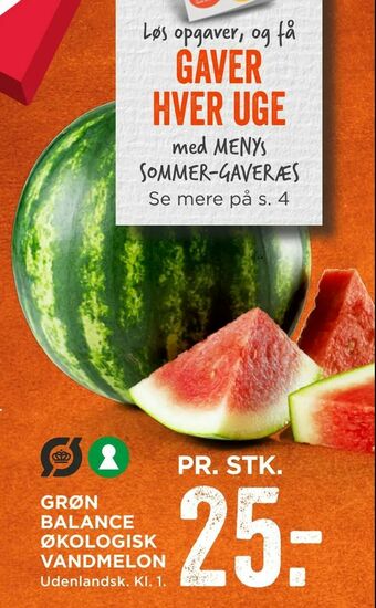 MENY Grøn balance økologisk vandmelon tilbud