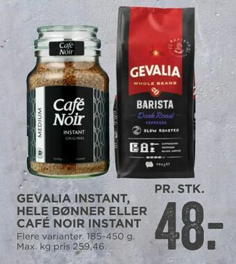 MENY Gevalia instant, hele bønner eller café noir instant tilbud