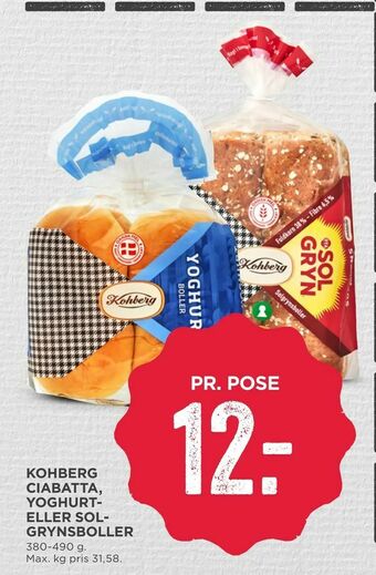 MENY Kohberg ciabatta, yoghurt- eller solgrynsboller tilbud