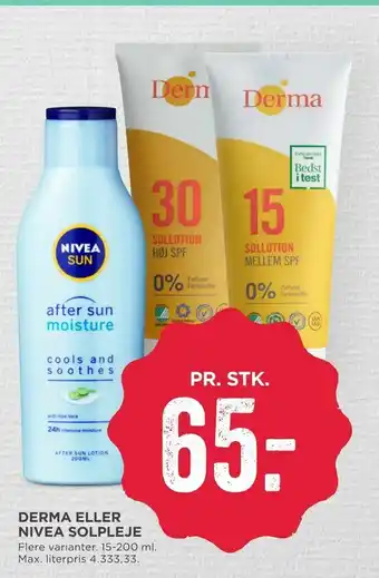 MENY Derma eller nivea solpleje tilbud